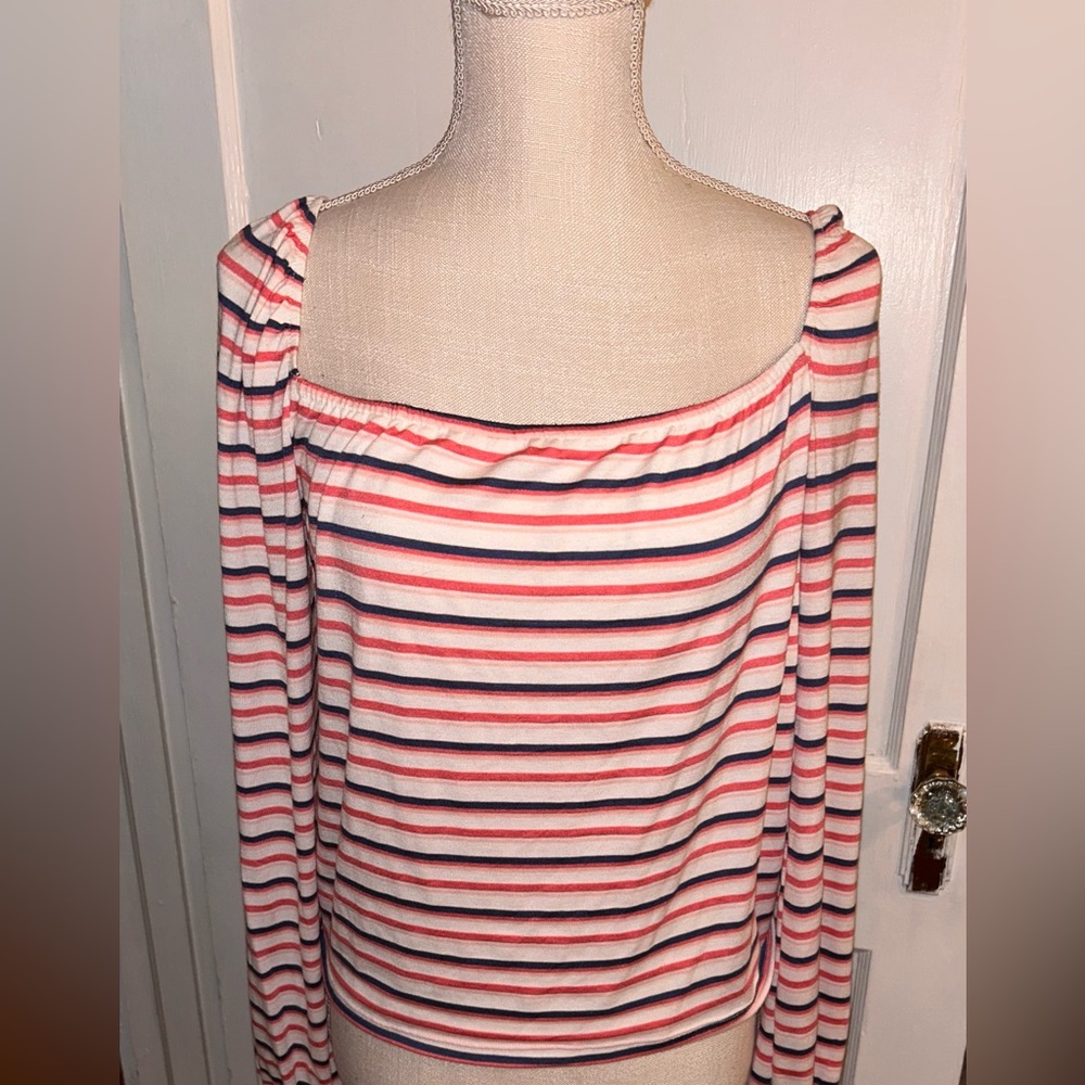Womens square neck top size XL by Sunset & Sixth stripes